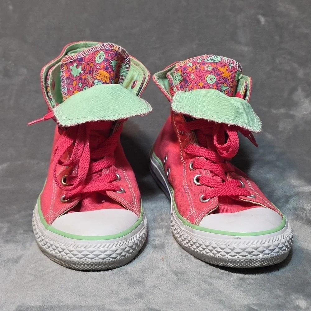Girls Kids‎ Converse Chuck Taylor Two Fold Hi 645429F Pink Green Sneakers...